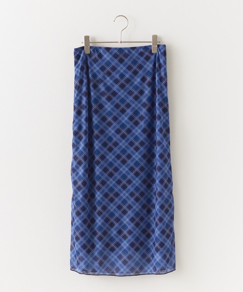 ROOPTOKYO(ループトウキョウ)の「チェックIラインロングスカート 2026年春夏(スカート・レディース・ネイビー・L/M)」の2枚目の写真
