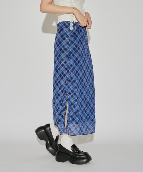 ROOPTOKYO(ループトウキョウ)の「チェックIラインロングスカート 2026年春夏(スカート・レディース・ネイビー・L/M)」の9枚目の写真