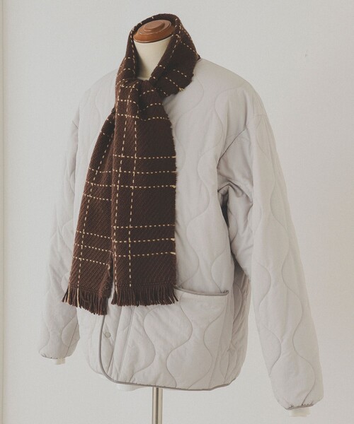 BEAMS(ビームス)の「ステッチ マフラー(マフラー・メンズ・ネイビー/ブラウン・ONE SIZE)」の1枚目の写真