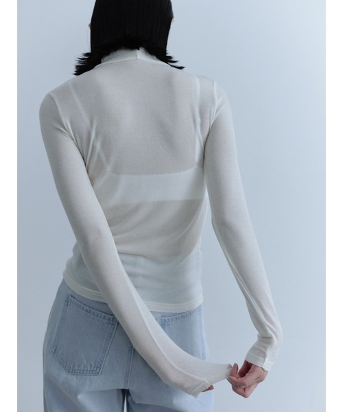 Abor(アボア)の「【Abor】Wool-blend High-necked Pullover/ウール混ハイネックシアープルオーバー(Tシャツ/カットソー・レディース・グレー/ブラック/アイボリー・FREE)」の2枚目の写真