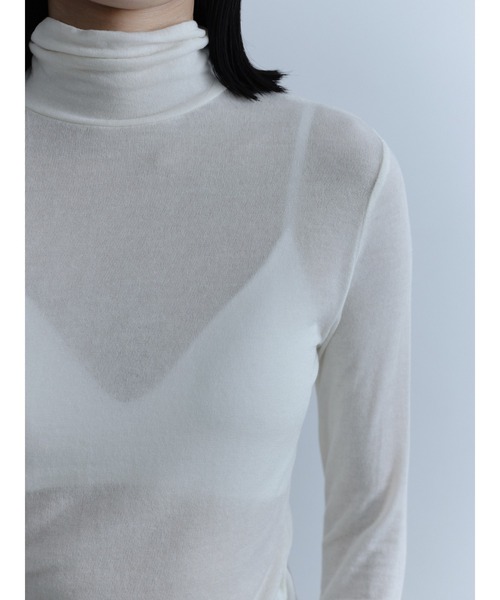 Abor(アボア)の「【Abor】Wool-blend High-necked Pullover/ウール混ハイネックシアープルオーバー(Tシャツ/カットソー・レディース・グレー/ブラック/アイボリー・FREE)」の8枚目の写真