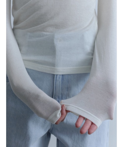 Abor(アボア)の「【Abor】Wool-blend High-necked Pullover/ウール混ハイネックシアープルオーバー(Tシャツ/カットソー・レディース・グレー/ブラック/アイボリー・FREE)」の9枚目の写真