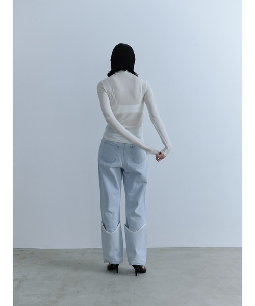 Abor(アボア)の「【Abor】Wool-blend High-necked Pullover/ウール混ハイネックシアープルオーバー(Tシャツ/カットソー・レディース・グレー/ブラック/アイボリー・FREE)」の7枚目の写真
