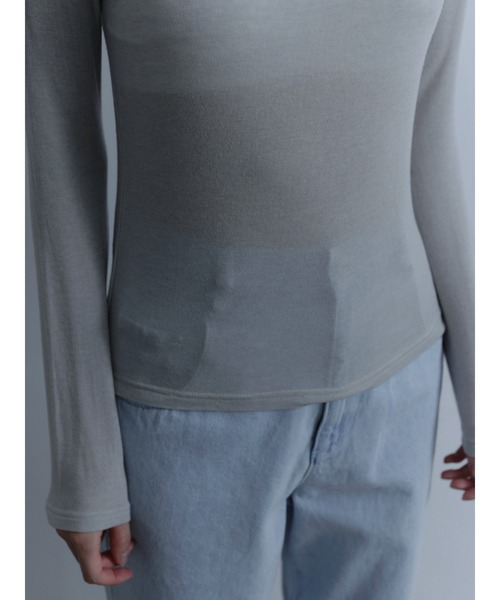 Abor(アボア)の「【Abor】Wool-blend High-necked Pullover/ウール混ハイネックシアープルオーバー(Tシャツ/カットソー・レディース・グレー/ブラック/アイボリー・FREE)」の17枚目の写真