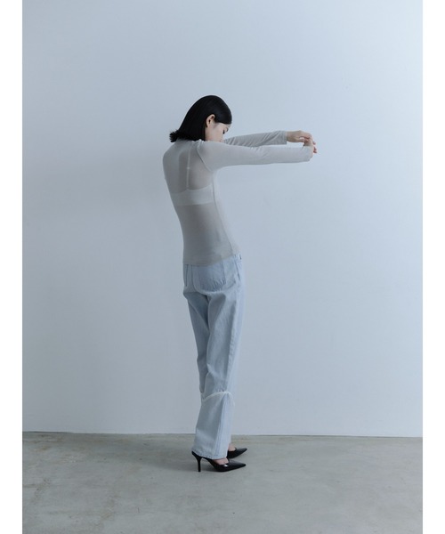 Abor(アボア)の「【Abor】Wool-blend High-necked Pullover/ウール混ハイネックシアープルオーバー(Tシャツ/カットソー・レディース・グレー/ブラック/アイボリー・FREE)」の14枚目の写真