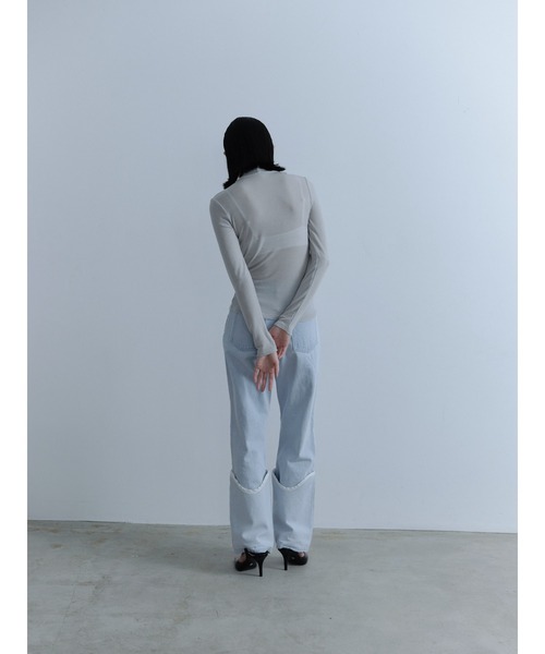 Abor(アボア)の「【Abor】Wool-blend High-necked Pullover/ウール混ハイネックシアープルオーバー(Tシャツ/カットソー・レディース・グレー/ブラック/アイボリー・FREE)」の15枚目の写真