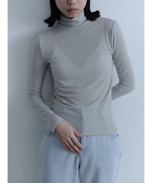 Abor(アボア)の「【Abor】Wool-blend High-necked Pullover/ウール混ハイネックシアープルオーバー(Tシャツ/カットソー・レディース・グレー/ブラック/アイボリー・FREE)」の10枚目の写真