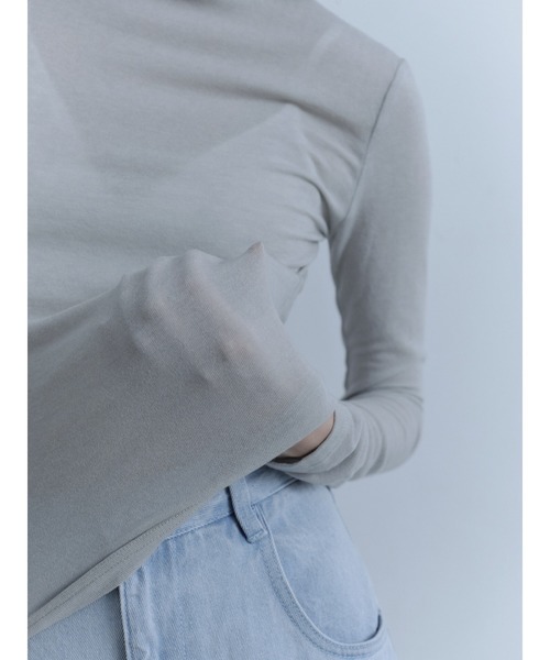 Abor(アボア)の「【Abor】Wool-blend High-necked Pullover/ウール混ハイネックシアープルオーバー(Tシャツ/カットソー・レディース・グレー/ブラック/アイボリー・FREE)」の12枚目の写真