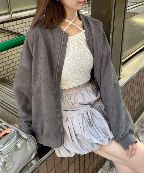 clear（クリア）の「ピーチブルゾン [カジュアルコーデに ゆったりシルエット]≪再入荷≫（ブルゾン・レディース・チャコールグレー/モカ・F）」の21枚目の写真