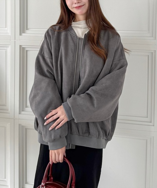 clear（クリア）の「ピーチブルゾン [カジュアルコーデに ゆったりシルエット]≪再入荷≫（ブルゾン・レディース・チャコールグレー/モカ・F）」の19枚目の写真