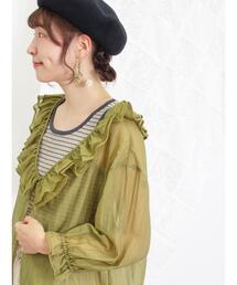 Samansa Mos2 | セルロースナイロンシアーフリルブラウス(シャツ/ブラウス)