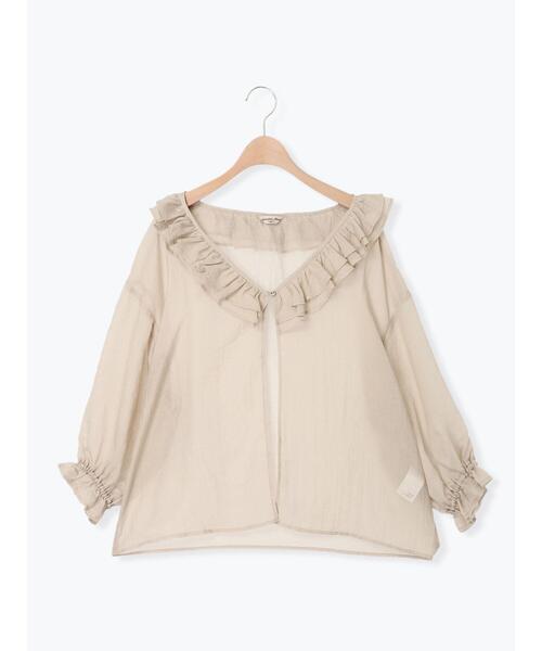 Samansa Mos2(サマンサ モスモス)の「セルロースナイロンシアーフリルブラウス(シャツ/ブラウス・レディース・チャコールグレー/ベージュ/ピンク/カーキ・F)」の8枚目の写真