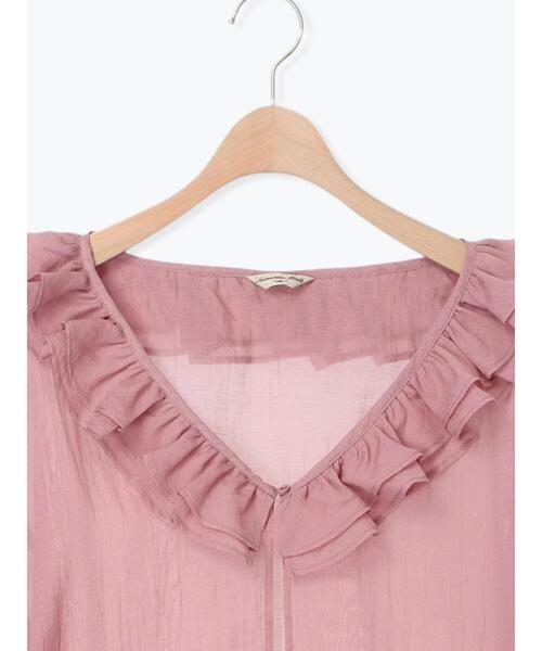 Samansa Mos2(サマンサ モスモス)の「セルロースナイロンシアーフリルブラウス(シャツ/ブラウス・レディース・チャコールグレー/ベージュ/ピンク/カーキ・F)」の12枚目の写真