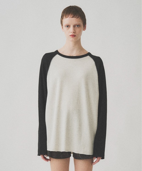 Juha（ユハ）の「RAGLAN SLEEVE THERMAL LS（Tシャツ/カットソー・メンズ・ホワイト×ブラック/ベージュ/チャコールグレー×ブラック・3/4）」の2枚目の写真