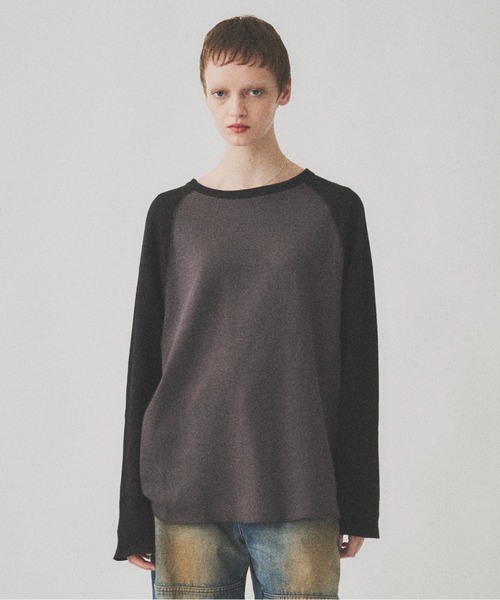 Juha（ユハ）の「RAGLAN SLEEVE THERMAL LS（Tシャツ/カットソー・メンズ・ホワイト×ブラック/ベージュ/チャコールグレー×ブラック・3/4）」の3枚目の写真