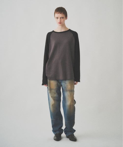 Juha（ユハ）の「RAGLAN SLEEVE THERMAL LS（Tシャツ/カットソー・メンズ・ホワイト×ブラック/ベージュ/チャコールグレー×ブラック・3/4）」の11枚目の写真