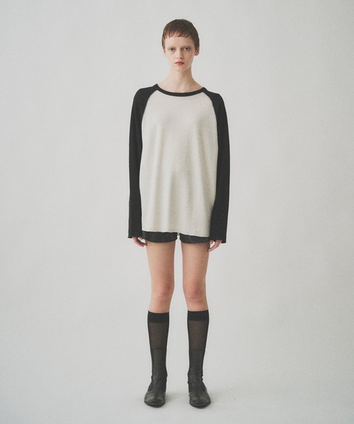 Juha（ユハ）の「RAGLAN SLEEVE THERMAL LS（Tシャツ/カットソー・メンズ・ホワイト×ブラック/ベージュ/チャコールグレー×ブラック・3/4）」の14枚目の写真