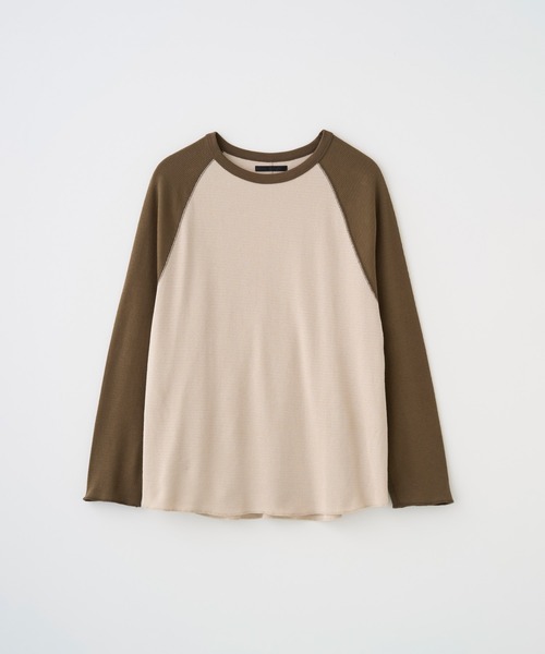 Juha（ユハ）の「RAGLAN SLEEVE THERMAL LS（Tシャツ/カットソー・メンズ・ホワイト×ブラック/ベージュ/チャコールグレー×ブラック・3/4）」の4枚目の写真