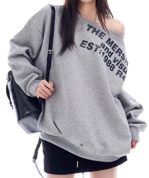 GEMEDA(ジェメダ)の「ショルダーロゴルーズトレーナー(Tシャツ/カットソー・レディース・グレー/ライトベージュ・M)」の7枚目の写真