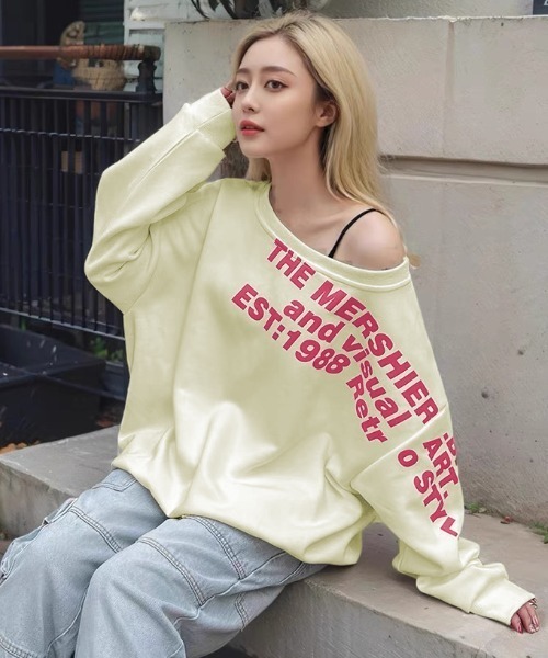 GEMEDA(ジェメダ)の「ショルダーロゴルーズトレーナー(Tシャツ/カットソー・レディース・グレー/ライトベージュ・M)」の15枚目の写真