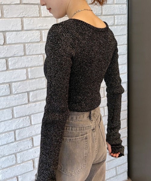 ISOOK（アイスー）の「【ISOOK / アイスー】ラメリブニット  / 春ニット 指穴 サムホール ラメニット ZOZOTOWN限定（ニット/セーター・レディース・グレー/チャコールグレー/ブラック・FREE）」の14枚目の写真