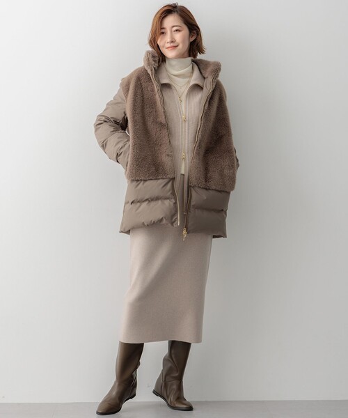 23区 L(ニジュウサンクオオキイサイズ)の「【洗える】カシミヤブレンド ジップアップ ニットブルゾン(ブルゾン・レディース・ライトグレー系/ベージュ系/グレー系・46/44)」の7枚目の写真