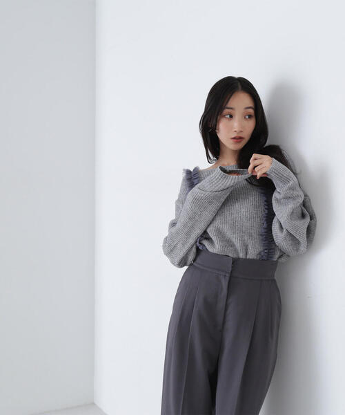 NATURAL BEAUTY BASIC（ナチュラルビューティーベーシック）の「◇オフショルラメオーバーニット（ニット/セーター・レディース・ベージュ/グレー/オフホワイト/ピンク・FREE）」の21枚目の写真