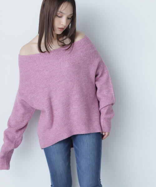 NATURAL BEAUTY BASIC（ナチュラルビューティーベーシック）の「◇オフショルラメオーバーニット（ニット/セーター・レディース・ベージュ/グレー/オフホワイト/ピンク・FREE）」の15枚目の写真
