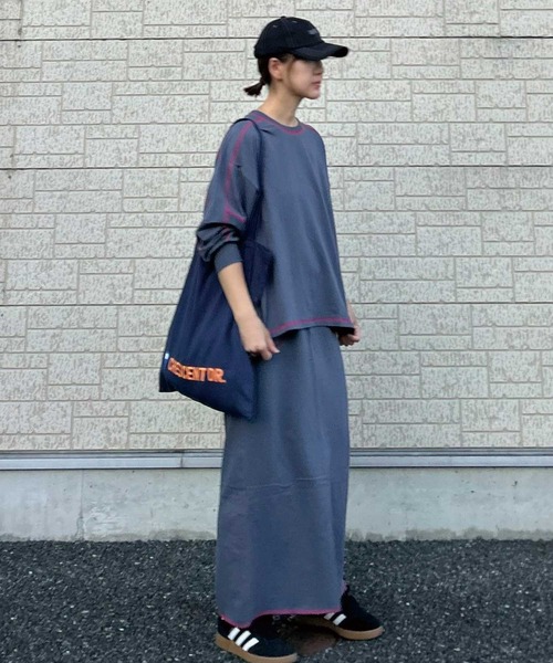 CORNERS by KR（コーナーズバイケーアール）の「【CORNERS by KR】裏毛配色ステッチプルオーバー（Tシャツ/カットソー・レディース・ブラック/ブルーグレー/オートミール/杢グレー・FREE）」の17枚目の写真