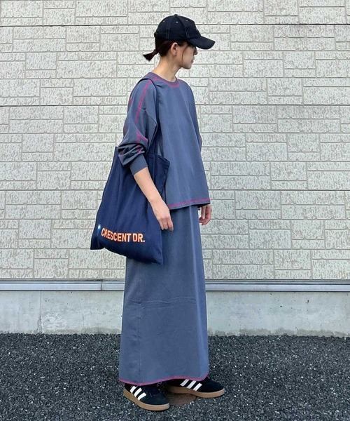 CORNERS by KR（コーナーズバイケーアール）の「【CORNERS by KR】裏毛配色ステッチプルオーバー（Tシャツ/カットソー・レディース・ブラック/ブルーグレー/オートミール/杢グレー・FREE）」の18枚目の写真