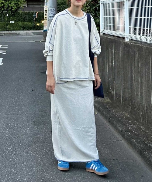 CORNERS by KR（コーナーズバイケーアール）の「【CORNERS by KR】裏毛配色ステッチプルオーバー（Tシャツ/カットソー・レディース・ブラック/ブルーグレー/オートミール/杢グレー・FREE）」の21枚目の写真