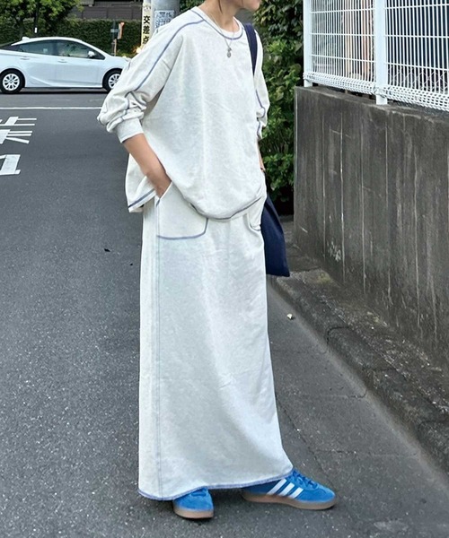 CORNERS by KR（コーナーズバイケーアール）の「【CORNERS by KR】裏毛配色ステッチプルオーバー（Tシャツ/カットソー・レディース・ブラック/ブルーグレー/オートミール/杢グレー・FREE）」の22枚目の写真