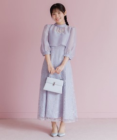 【formformaオリジナル】シアーブラウス×スパンコール刺繍ドレス/結婚式/パーティー/お呼ばれ