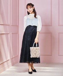 【formformaオリジナル】シアーブラウス×スパンコール刺繍ドレス/結婚式/パーティー/お呼ばれ