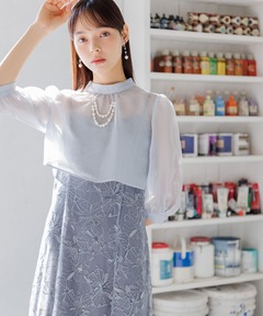 【formformaオリジナル】シアーブラウス×スパンコール刺繍ドレス/結婚式/パーティー/お呼ばれ