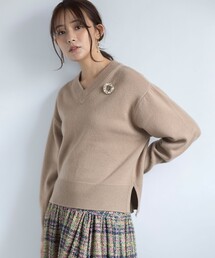 ウールカシミヤミックス Vネックニット