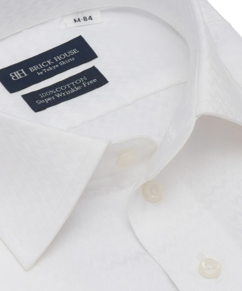 TOKYO SHIRTS（トウキョウシャツ）の「超形態安定ノーアイロン ワイド 長袖ビジネスワイシャツ（ビジネスシャツ・メンズ・ホワイト・首回り39cm-裄丈80cm/首回り39cm-裄丈84cm/首回り41cm-裄丈82cm/首回り41cm-裄丈86cm/首回り42cm-裄丈86cm/首回り43cm-裄丈86cm/首回り37cm-裄丈80cm/首回り43cm-裄丈82cm/首回り42cm-裄丈82cm/首回り37cm-裄丈84cm）」の2枚目の写真