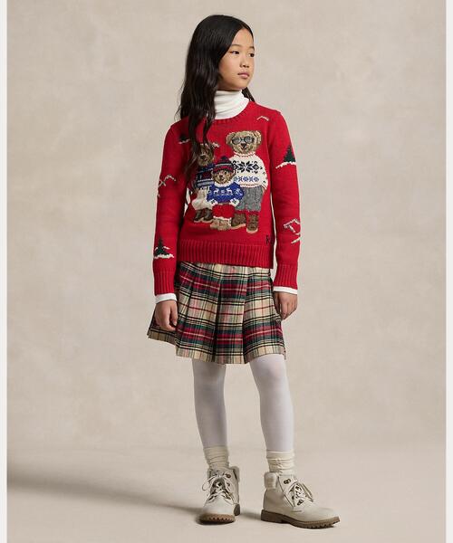 POLORALPH LAUREN キッズXL170ニットブルゾン美品 Polo ベア コットン セーター（ニット/セーター）｜POLO RALPH
