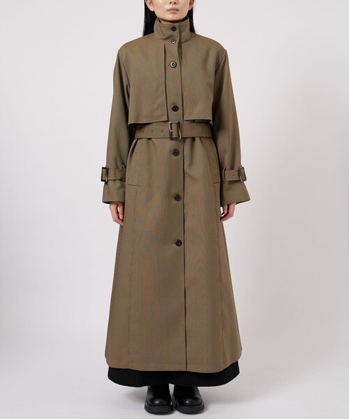 CITY TOKYO(シティトウキョウ)の「ハンドトゥーススタンドコート(トレンチコート・レディース・グリーン/ベージュ・1/2)」の3枚目の写真