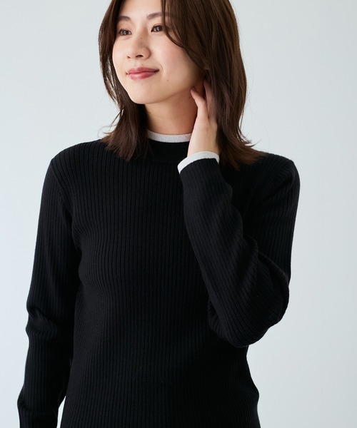 Jayro(ジャイロ)の「もちもちラメ配色リブハイネック(Tシャツ/カットソー・レディース・ホワイト/ブラック/ベージュ/ネイビー・M)」の8枚目の写真