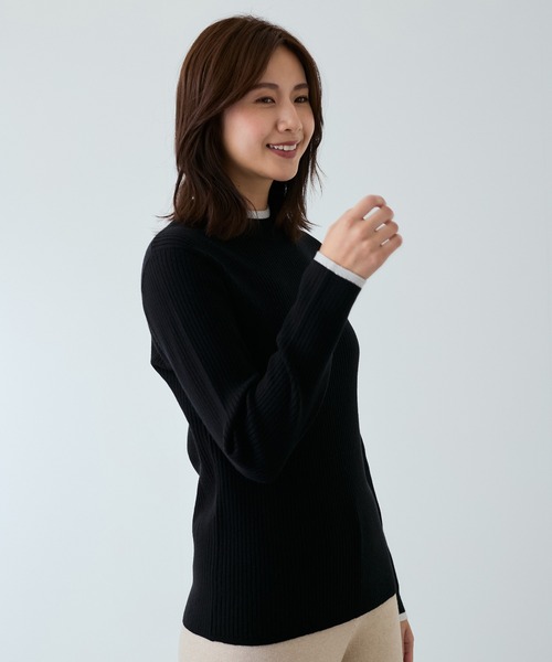 Jayro(ジャイロ)の「もちもちラメ配色リブハイネック(Tシャツ/カットソー・レディース・ホワイト/ブラック/ベージュ/ネイビー・M)」の9枚目の写真