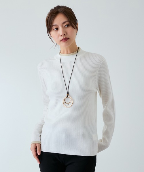 Jayro(ジャイロ)の「もちもちラメ配色リブハイネック(Tシャツ/カットソー・レディース・ホワイト/ブラック/ベージュ/ネイビー・M)」の16枚目の写真