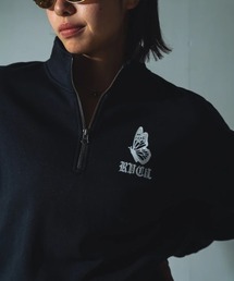 RVCA レディース JUST FLOATIN HALF ZI パーカー/ルカーロゴバタフライモチーフハーフジップショート丈パーカー