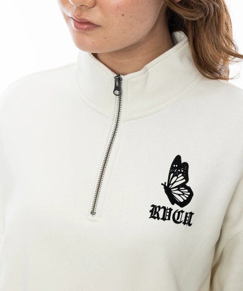 RVCA（ルーカ）の「RVCA レディース JUST FLOATIN HALF ZI パーカー/ルカーロゴバタフライモチーフハーフジップショート丈パーカー（パーカー・レディース・ブラック/アイボリー/レンガ・SMALL/MEDIUM）」の17枚目の写真