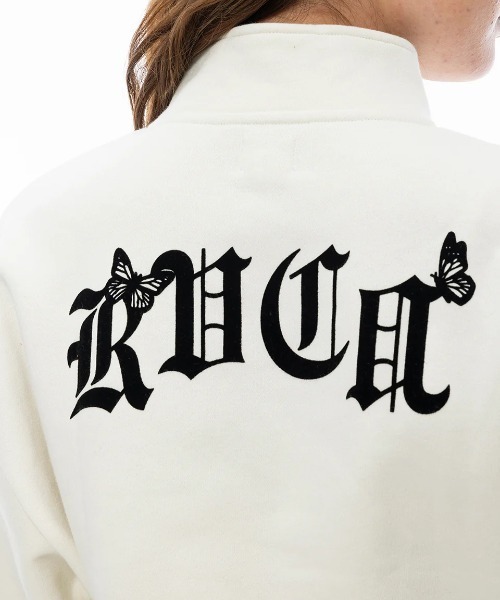 RVCA（ルーカ）の「RVCA レディース JUST FLOATIN HALF ZI パーカー/ルカーロゴバタフライモチーフハーフジップショート丈パーカー（パーカー・レディース・ブラック/アイボリー/レンガ・SMALL/MEDIUM）」の9枚目の写真