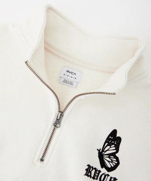 RVCA（ルーカ）の「RVCA レディース JUST FLOATIN HALF ZI パーカー/ルカーロゴバタフライモチーフハーフジップショート丈パーカー（パーカー・レディース・ブラック/アイボリー/レンガ・SMALL/MEDIUM）」の11枚目の写真