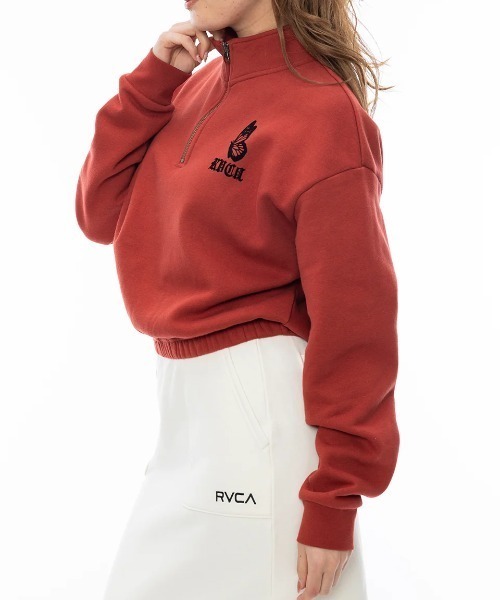 RVCA（ルーカ）の「RVCA レディース JUST FLOATIN HALF ZI パーカー/ルカーロゴバタフライモチーフハーフジップショート丈パーカー（パーカー・レディース・ブラック/アイボリー/レンガ・SMALL/MEDIUM）」の7枚目の写真