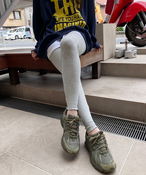 meJane(ミージェーン)の「裾メロー リブテレコ/レギンス(レギンス/スパッツ・レディース・グレー/チャコールグレー/ブラック・S/M/L/LL)」の3枚目の写真