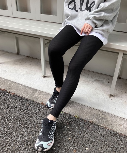 裾メロー リブテレコ/レギンス（レギンス/スパッツ）｜meJane（ミー