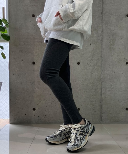 meJane(ミージェーン)の「裾メロー リブテレコ/レギンス(レギンス/スパッツ・レディース・グレー/チャコールグレー/ブラック・S/M/L/LL)」の16枚目の写真